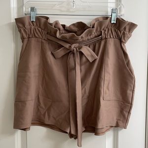 Express Tan Comfy Paper-bag Shorts